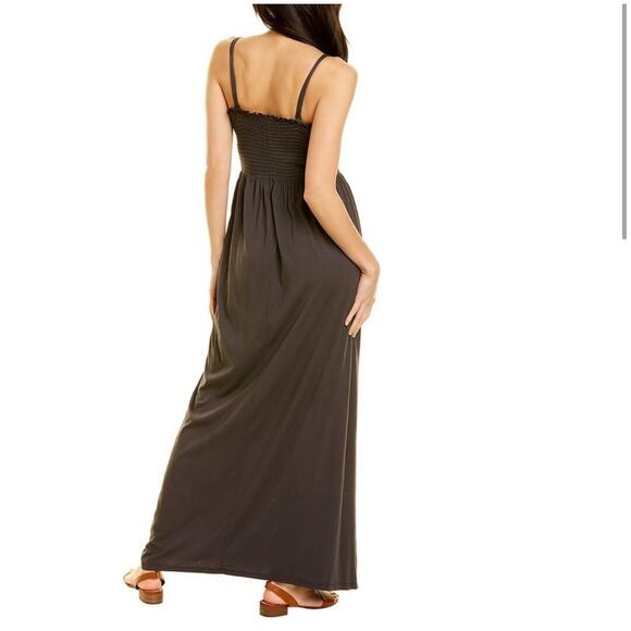 Michael Stars Sally Smocked Maxi Dress Summer Casual Everyday Gray Size Large - Picture 2 of 10